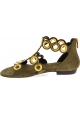 Barbara Bui Women's flat sandals in light brown suede leather with gold studs