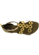 Barbara Bui Women's flat sandals in light brown suede leather with gold studs