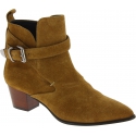 Barbara Bui Women's pointy heeled ankle boots in camel suede leather with buckle