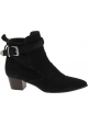 Barbara Bui Women's pointy heeled ankle boots in black suede leather with buckle