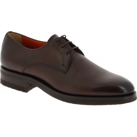Santoni Men's formal round toe lace-ups oxfords shoes in brown leather