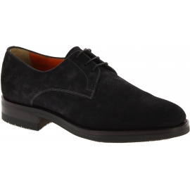 Santoni Men's formal round toe lace-ups oxfords shoes in dark gray suede leather