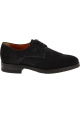 Santoni Men's formal round toe lace-ups oxfords shoes in dark gray suede leather
