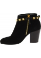 Giuseppe Zanotti Women's squared heels ankle boots in black suede gold details
