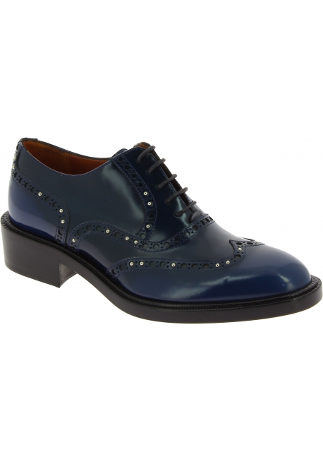Sartore Women's lace-ups studded oxford brogues shoes in blue leather