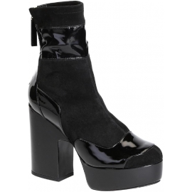 Pierre Hardy midcalf high heels booties in black Suede leather