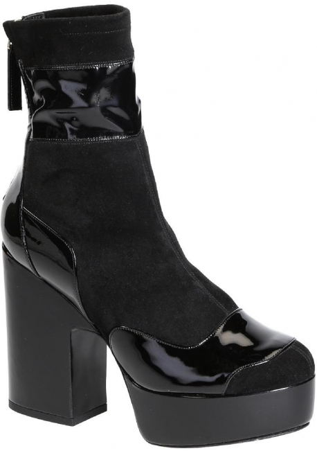 Pierre Hardy midcalf high heels booties in black Suede leather