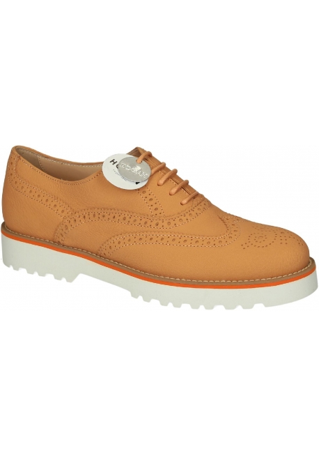 Hogan women's orange Leather brogue oxfords shoes