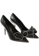 Casadei women's classic pumps in black Leather with colored bow made in italy