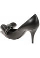 Casadei women's classic pumps in black Leather with colored bow made in italy