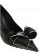 Casadei women's classic pumps in black Leather with colored bow made in italy