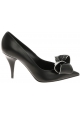Casadei women's classic pumps in black Leather with colored bow made in italy
