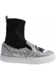 Chiara Ferragni Women's High-top sneakers in silver and black glitter fabric