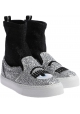 Chiara Ferragni Women's High-top sneakers in silver and black glitter fabric