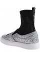 Chiara Ferragni Women's High-top sneakers in silver and black glitter fabric