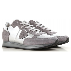 Philippe Model women's sneakers in silver Leather and fabric