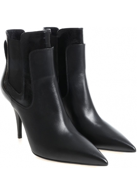 Casadei women's booties in black Leather with stiletto pumps