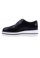 Hogan Women's lace-up shoes in black calfskin with high white rubber sole