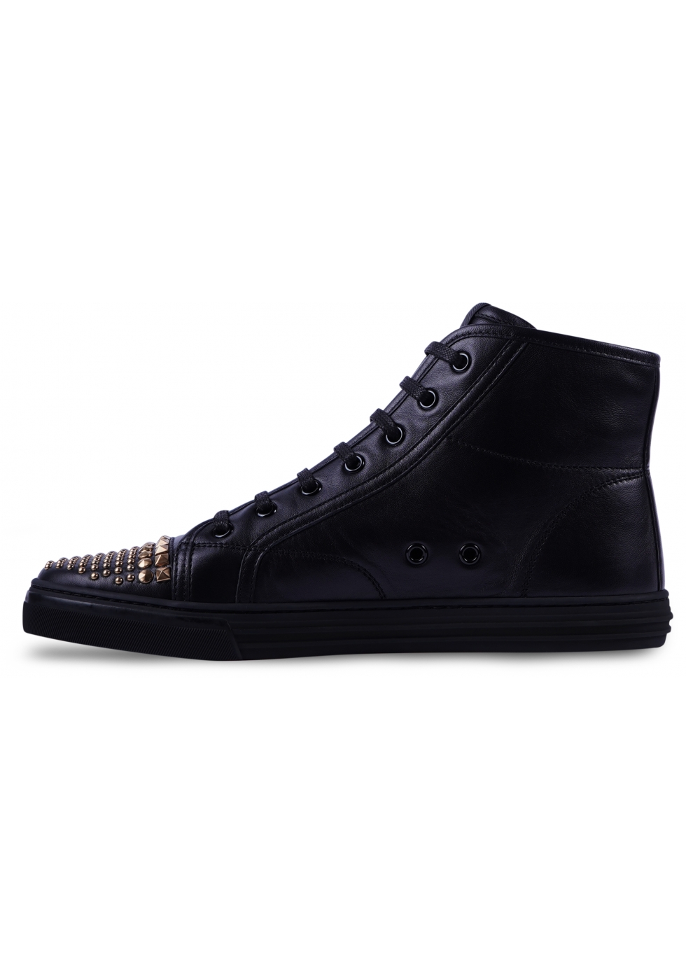 Gucci Women's fashion high top sneakers shoes in black leather with ...