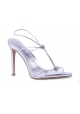 Stuart Weitzman Women's stiletto slingback sandals in silver leather with strass