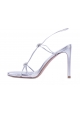 Stuart Weitzman Women's stiletto slingback sandals in silver leather with strass