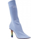 Vetements Women's sock boots in light blue cotton with lighter high heel