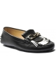 Tod's women's slip-on bit loafers shoes in black leather with fringes