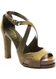 Tod's Women's high heel sandals in khaki suede with leather platform
