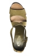 Tod's Women's high heel sandals in khaki suede with leather platform