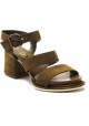 Tod's Women's sandals with square heel in tobacco suede leather with buckle
