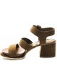 Tod's Women's sandals with square heel in tobacco suede leather with buckle