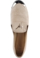 Giuseppe Zanotti Women's slip-on loafers shoes in nude suede leather with metal cap toe