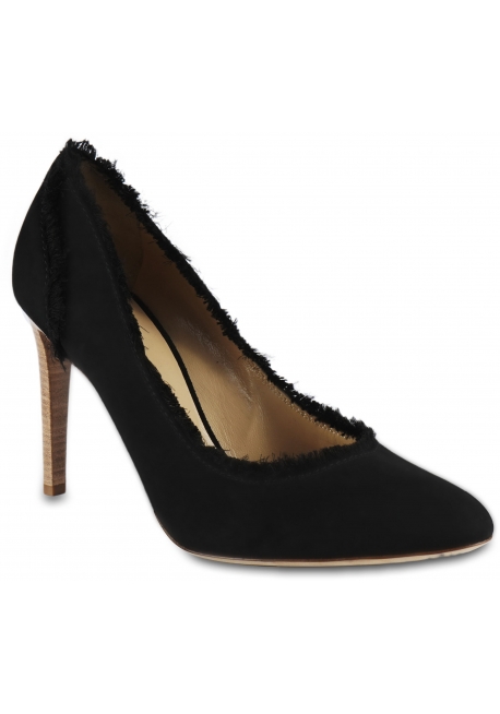 Giuseppe Zanotti Women's high heels pumps shoes in black suede leather with fringes