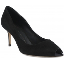 Giuseppe Zanotti Women's pumps shoes in black velvet with patent leather heel and toe