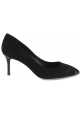Giuseppe Zanotti Women's pumps shoes in black velvet with patent leather heel and toe