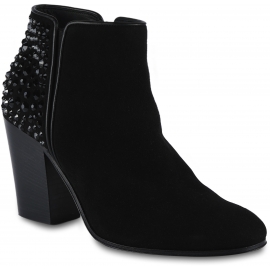 Giuseppe Zanotti Women's ankle boots in black velvet with studs and side zip