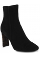 Giuseppe Zanotti Women's ankle boots in black velvet with fine leopard heel