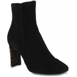 Giuseppe Zanotti Women's ankle boots in black velvet with fine leopard heel