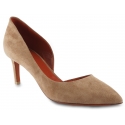 Santoni Women's cut-out pointed toe pumps shoes in powder pink suede leather