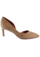 Santoni Women's cut-out pointed toe pumps shoes in powder pink suede leather