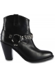 Saint Laurent Women's rounded toe ankle boots in black leather with strap and heel