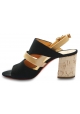 Barbara Bui Women's heeled sandals in black suede leather and nude patent leather