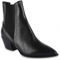 Barbara Bui Women's pointed toe mid heels ankle boots in black leather with silver studs