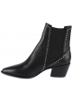 Barbara Bui Women's pointed toe mid heels ankle boots in black leather with silver studs
