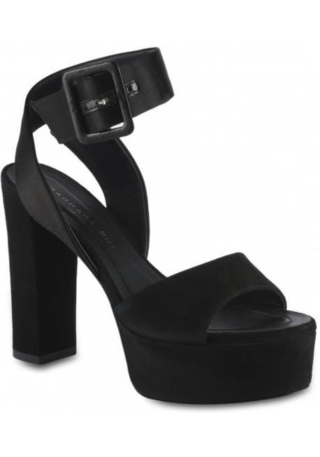 Barbara Bui Women's high heels platform sandals in balck suede leather with buckle