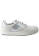 Lanvin Men's low sneakers in white leather with hologram effect and laces