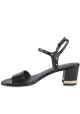 Stuart Weitzman Women's squared heels sandals in black leather with gold studs