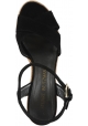 Stuart Weitzman Women's wedges sandals in black suede leather with lizard print