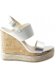 Hogan Women's wedge shoes in white and silver leather with ankle strap