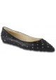 Jimmy Choo Women's pointed toe ballet flats shoes in black leather with star-shaped studs